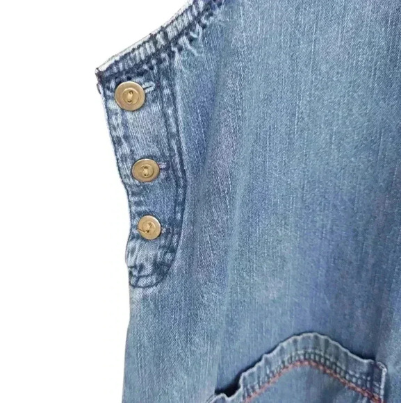 Vintage Denim Smock Apron Popover Maxi Dress - Picture 3 of 6